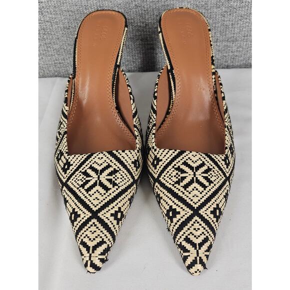 ASOS DESIGN SHERLOCK CREAM & BLACK MULES – 3" MID HEEL – SIZE US 6 – POINTED TOE - Picture 4 of 10